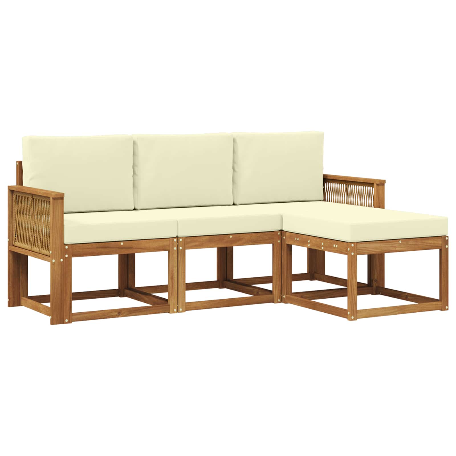 Set vanjskih sofa s jastukom 4 pcs Prirodna i krem Poliester