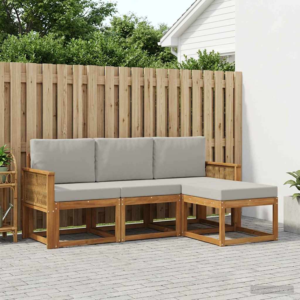 Set vanjskih sofa 4 pcs Prirodna i svjetlosiva Poliester