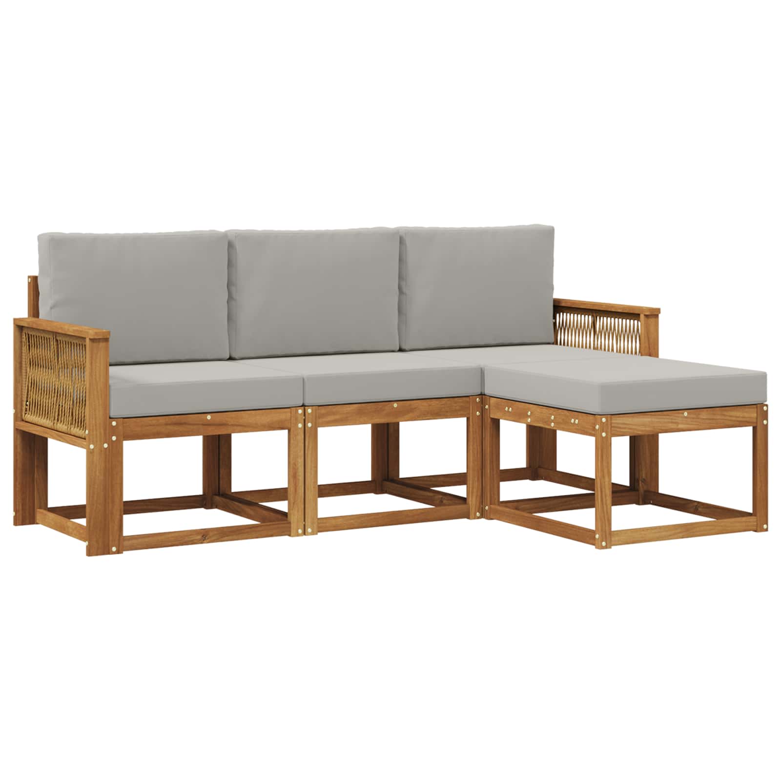 Set vanjskih sofa 4 pcs Prirodna i svjetlosiva Poliester
