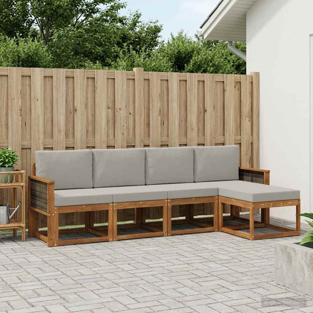 Set vanjskih sofa 5 pcs Prirodna i svjetlosiva Poliester