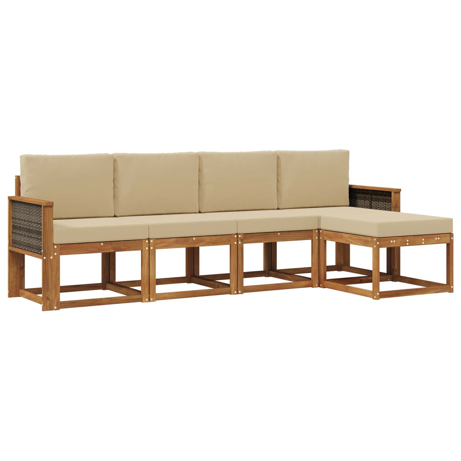 Set vanjskih sofa 5 pcs Prirodna i bež Poliester