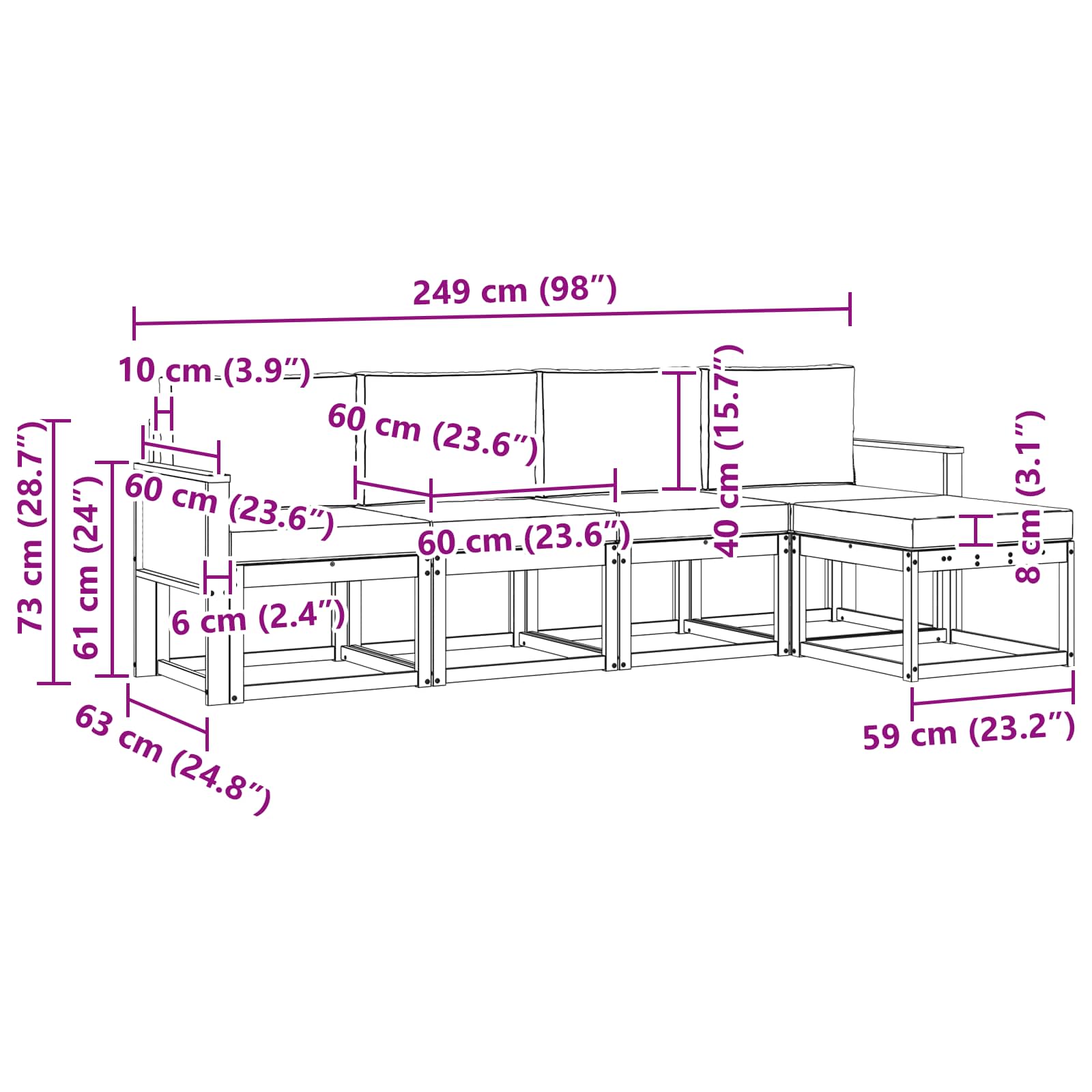 Set vanjskih sofa 5 pcs Prirodna i krem Poliester
