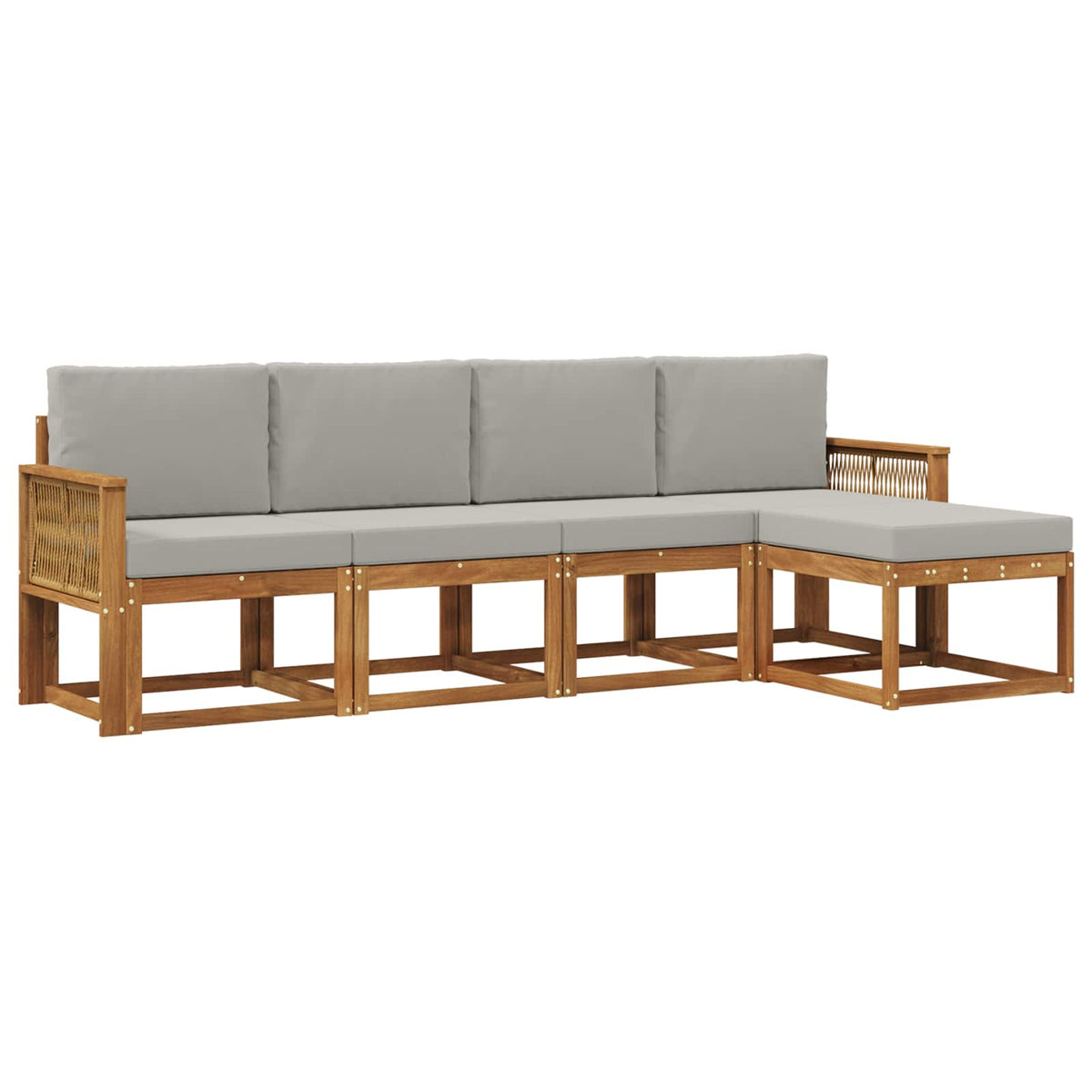 Set vanjskih sofa 5 kom. Prirodna i svjetlosiva Poliester Smeđa