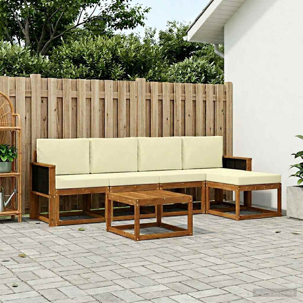 Set vanjskih sofa s jastukom 6 pcs Prirodna i krem Poliester