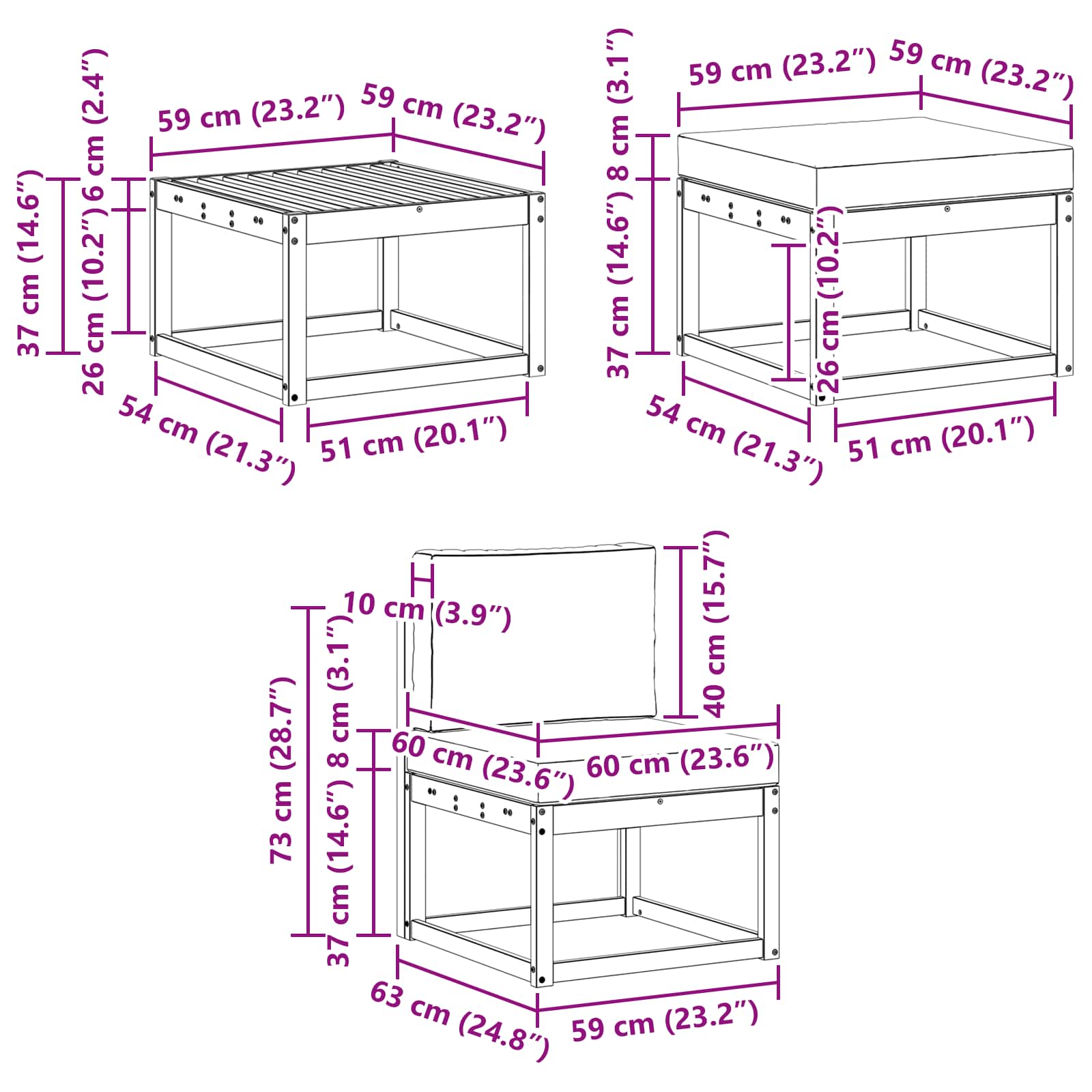 Set vanjskih sofa 6 pcs Prirodna i antracit Poliester