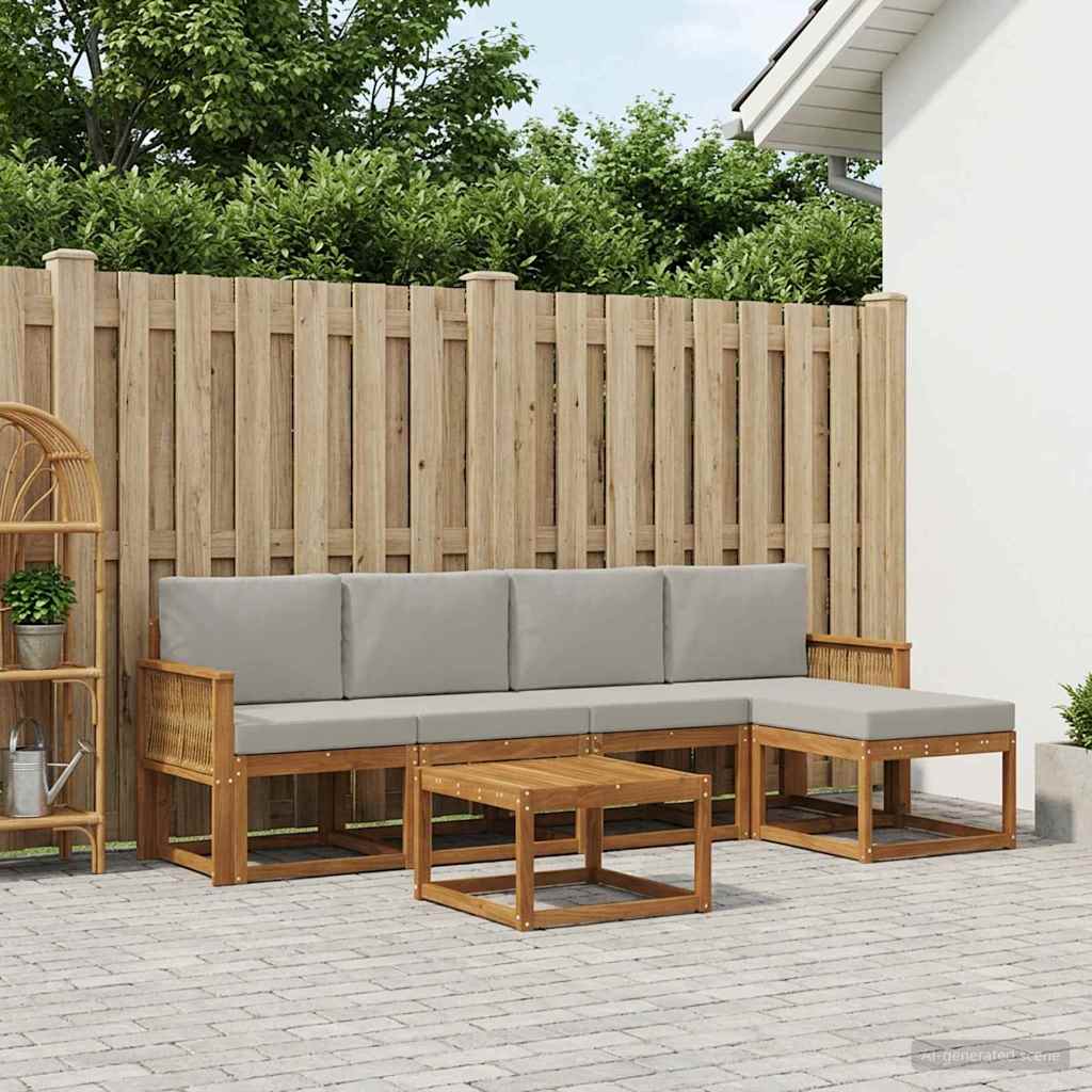 Set vanjskih sofa 6 pcs Prirodna i svjetlosiva Poliester