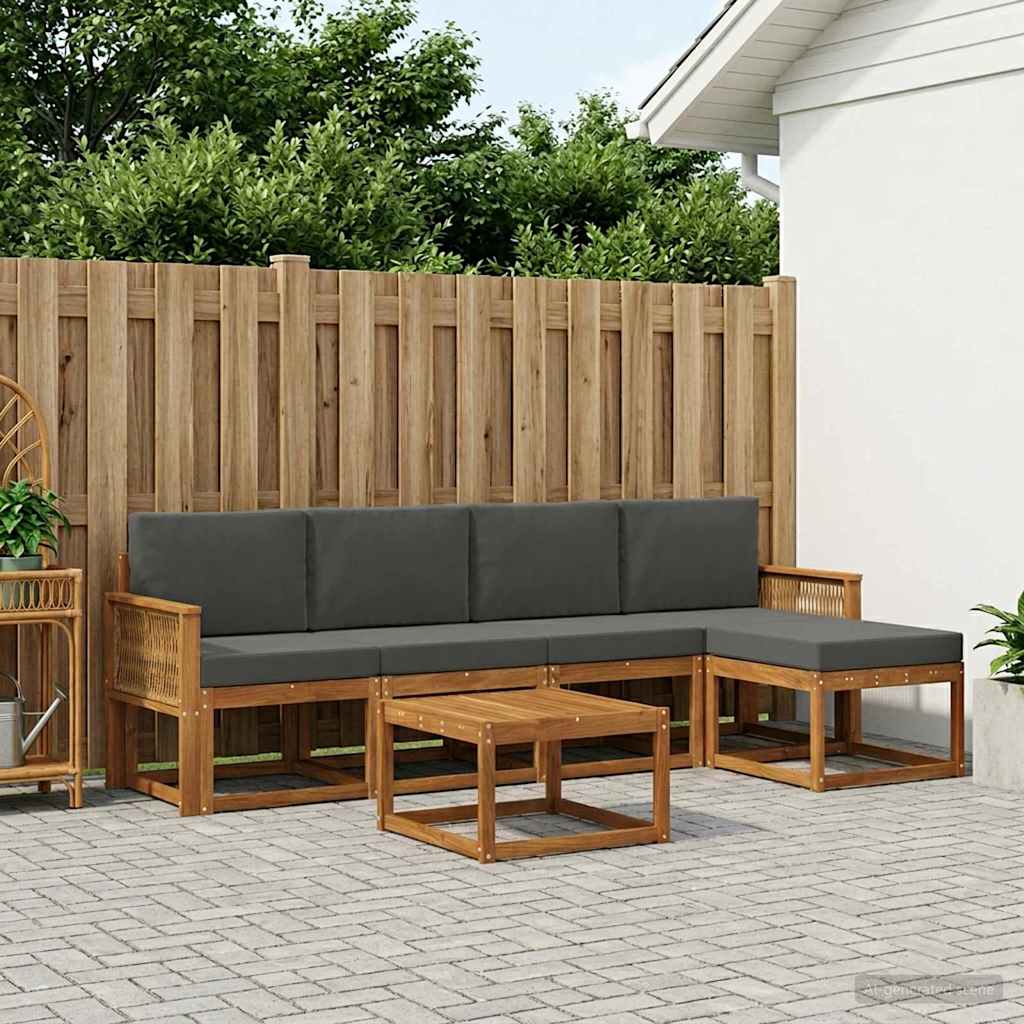 Set vanjskih sofa 6 pcs Prirodna i antracit Poliester