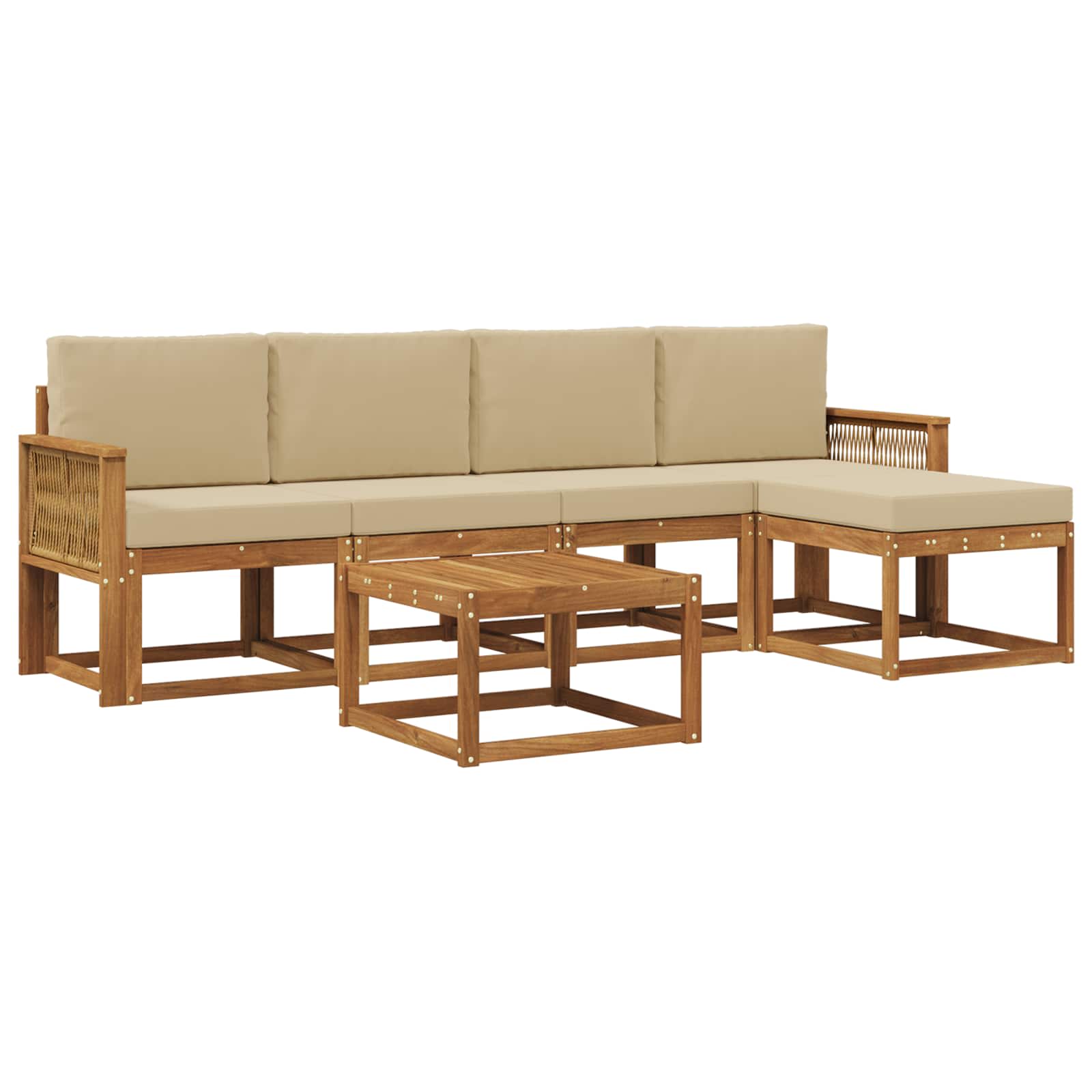 Set vanjskih sofa s jastukom 6 pcs Prirodna i bež Poliester