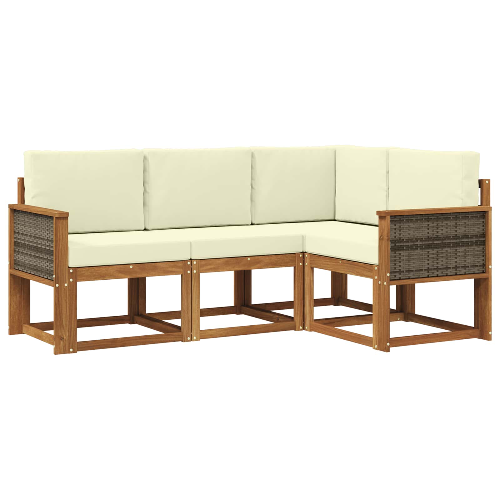 Set vanjskih sofa s jastukom 4 pcs Prirodna i krem Poliester