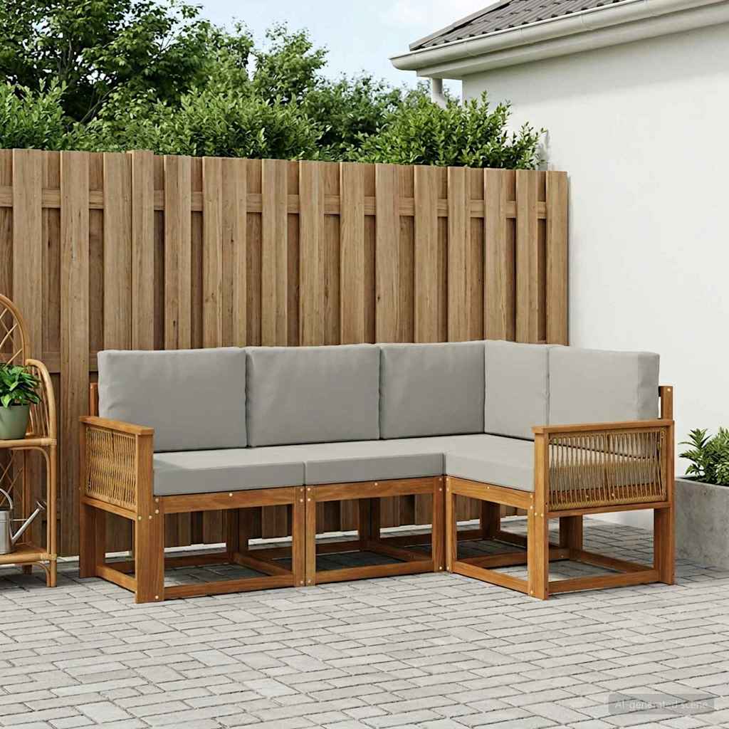 Set vanjskih sofa 4 pcs Prirodna i svjetlosiva Poliester