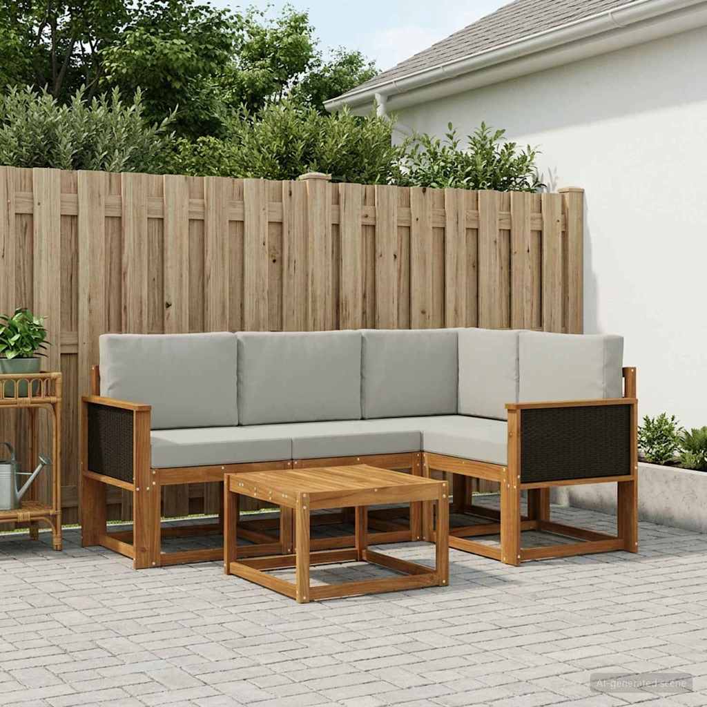 Set vanjskih sofa 5 pcs Prirodna i svjetlosiva Poliester