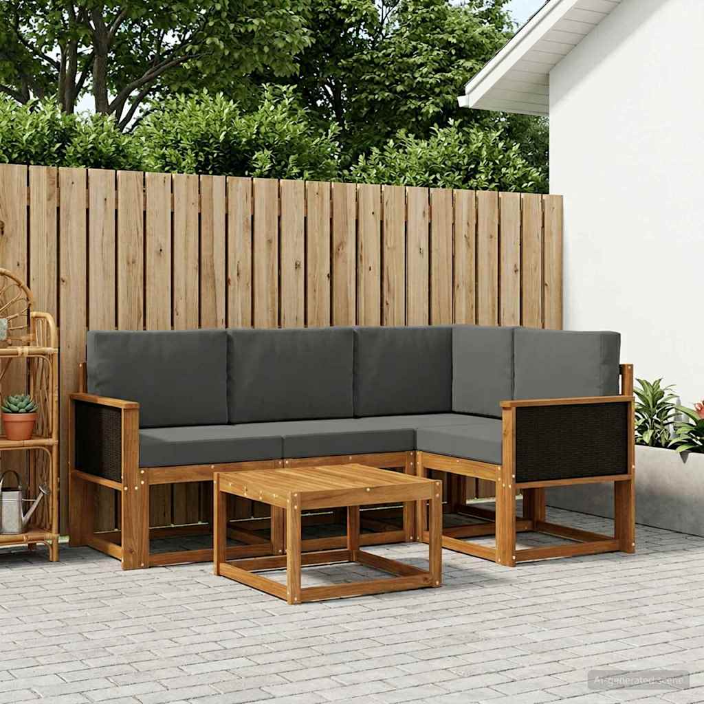 Set vanjskih sofa 5 pcs Prirodna i antracit Poliester