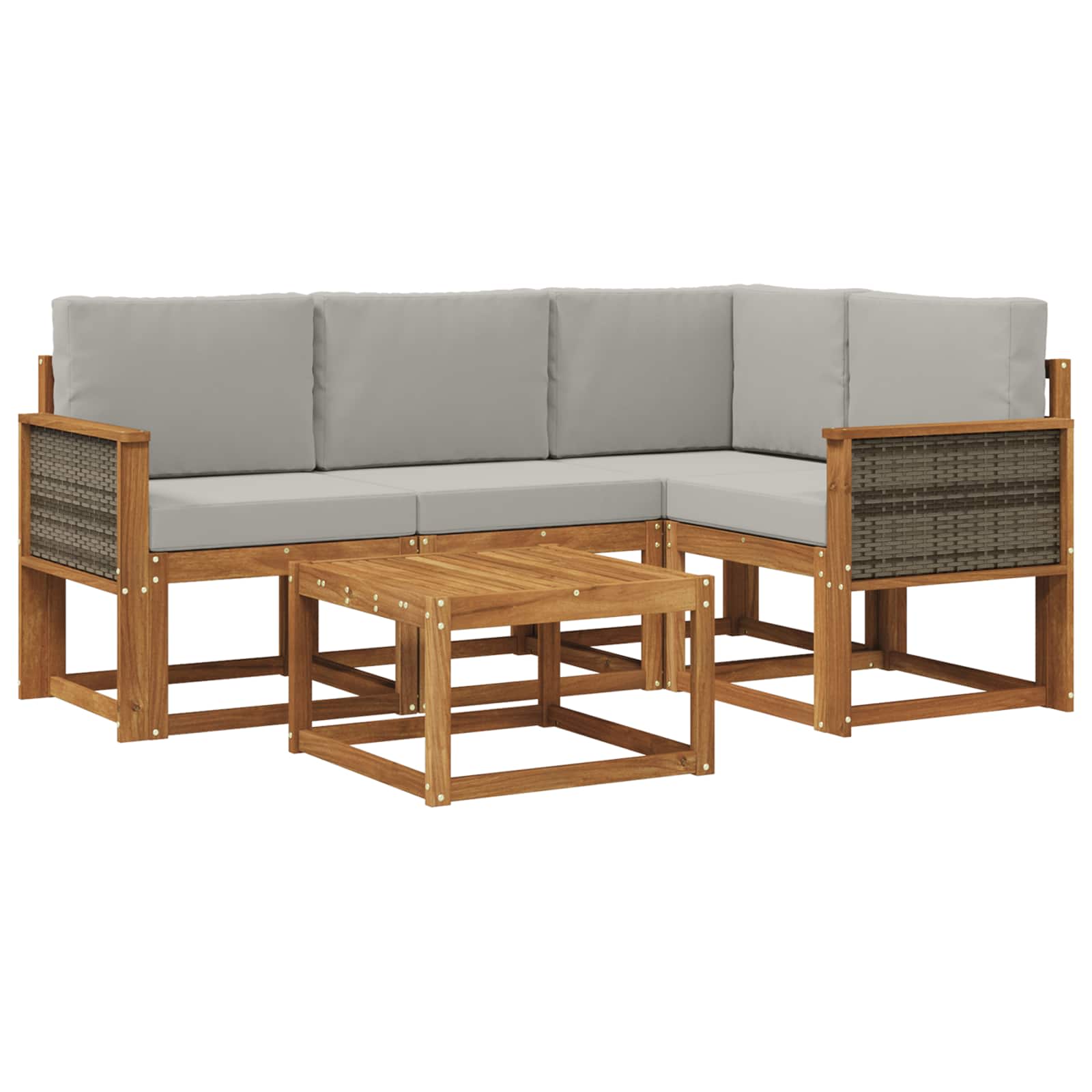 Set vanjskih sofa 5 pcs Prirodna i svjetlosiva Poliester