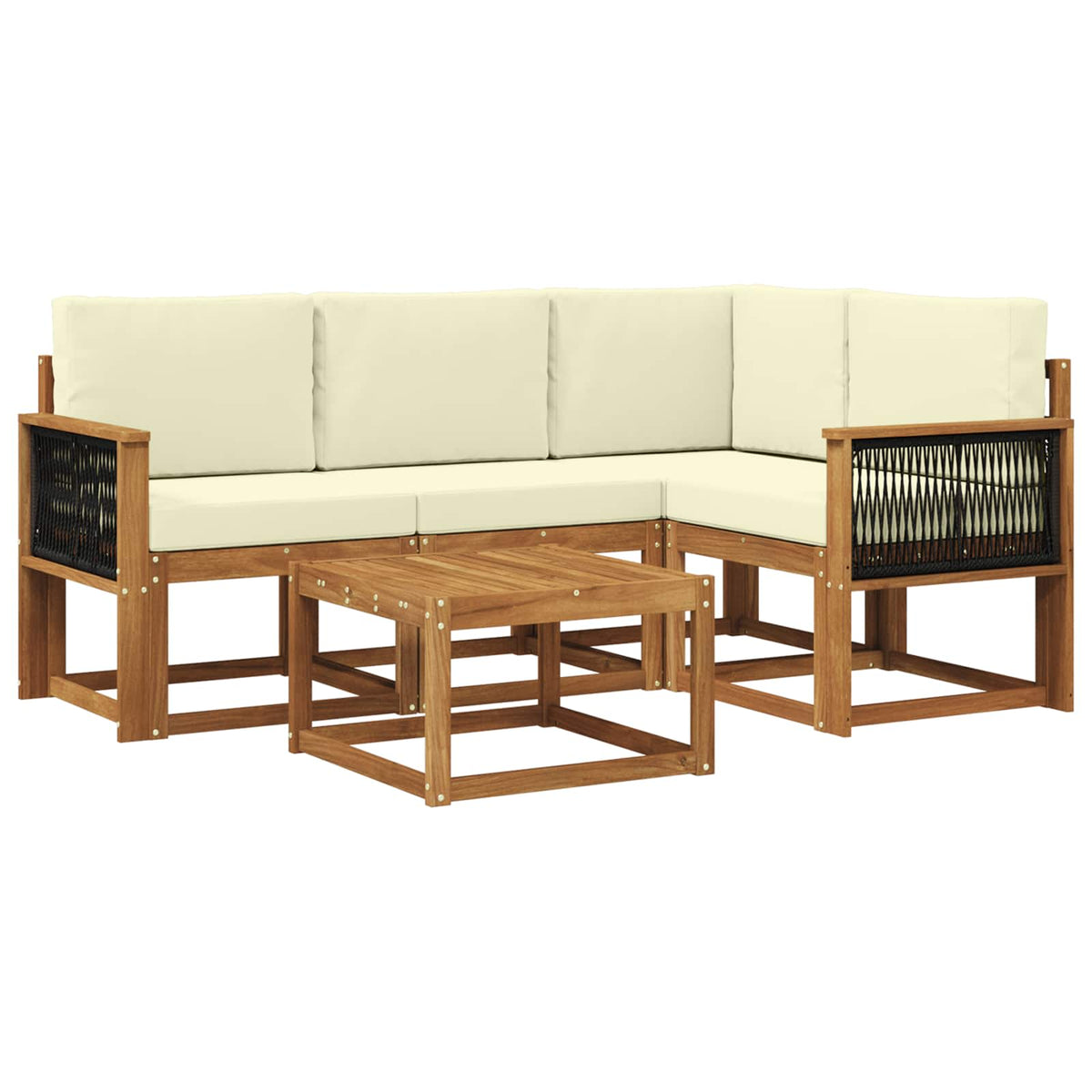Set vanjskih sofa 5 kom. Prirodna i krem Poliester