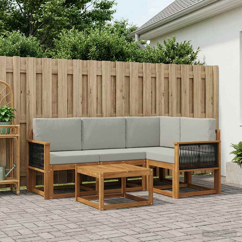 Set vanjskih sofa 5 pcs Prirodna i svjetlosiva Poliester