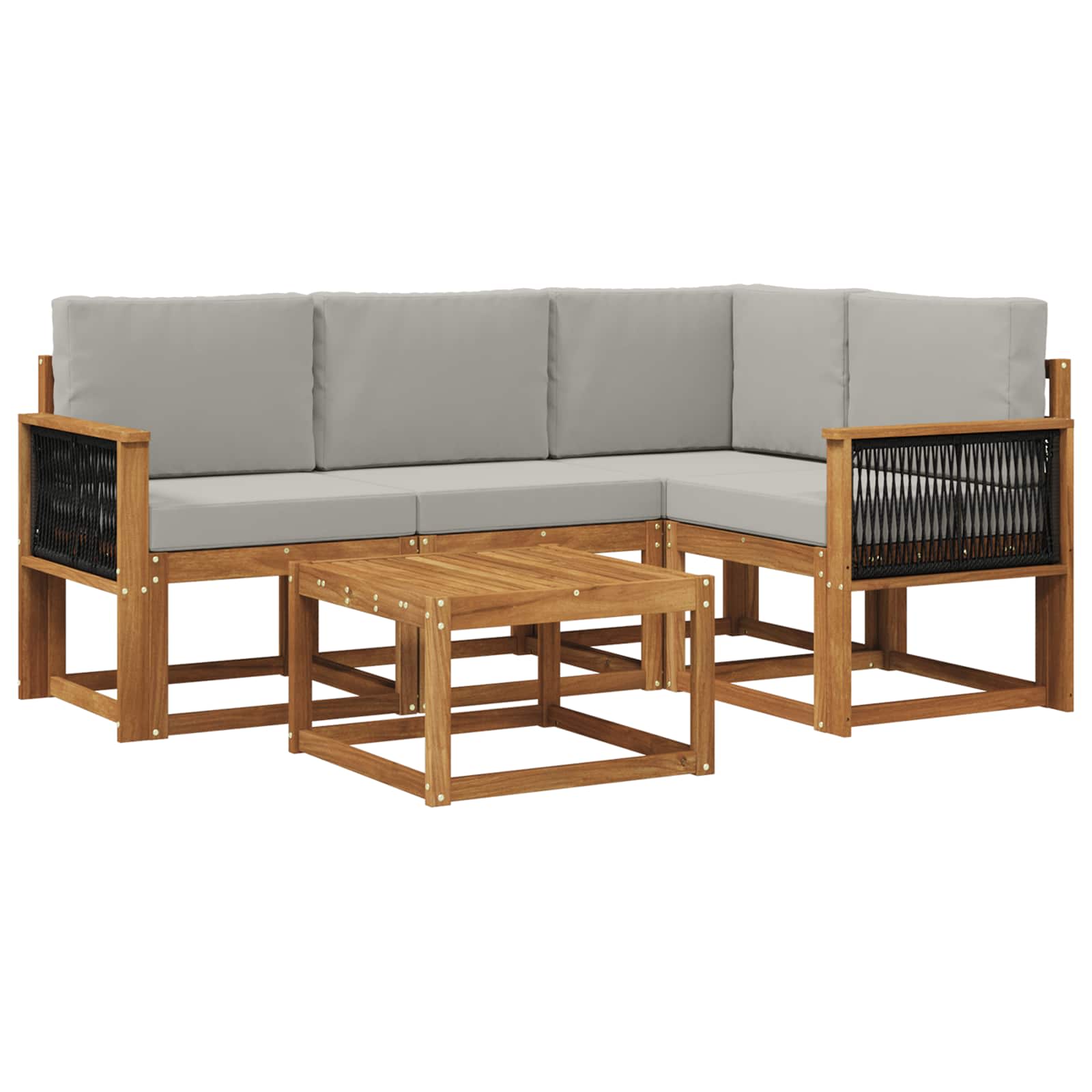 Set vanjskih sofa 5 kom. Prirodna i svjetlosiva Poliester