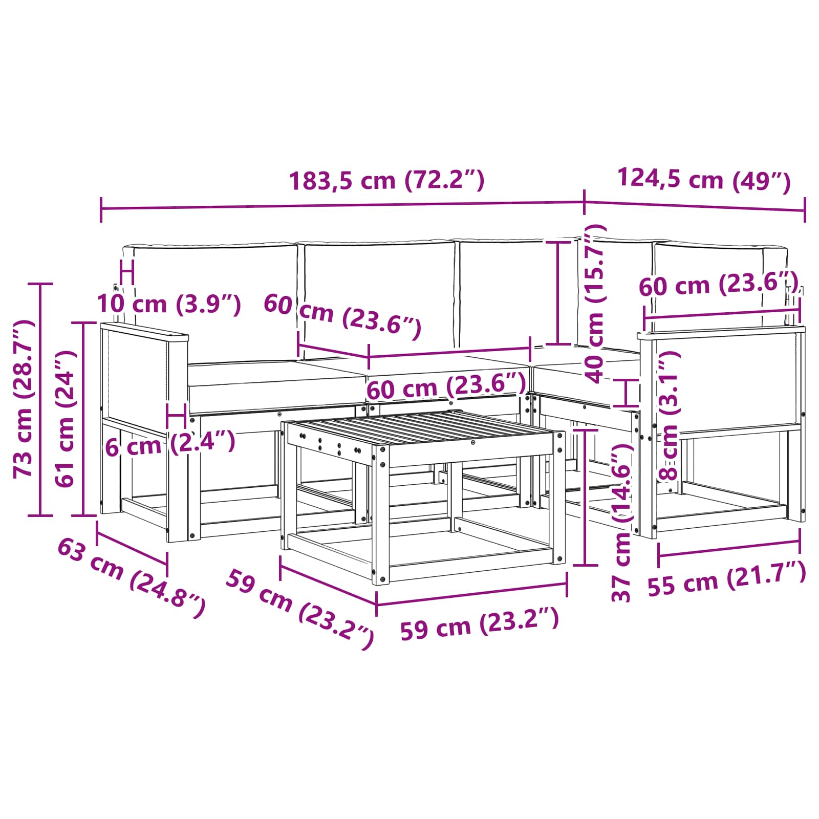 Set vanjskih sofa 5 kom. Prirodna i svjetlosiva Poliester