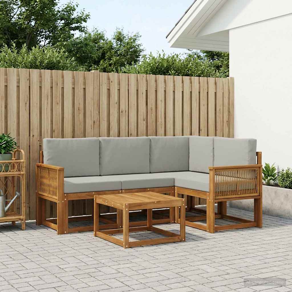 Set vanjskih sofa 5 pcs Prirodna i svjetlosiva Poliester