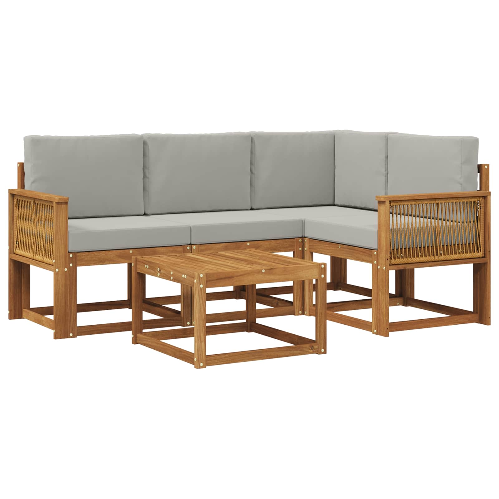 Set vanjskih sofa 5 kom. Prirodna i svjetlosiva Poliester