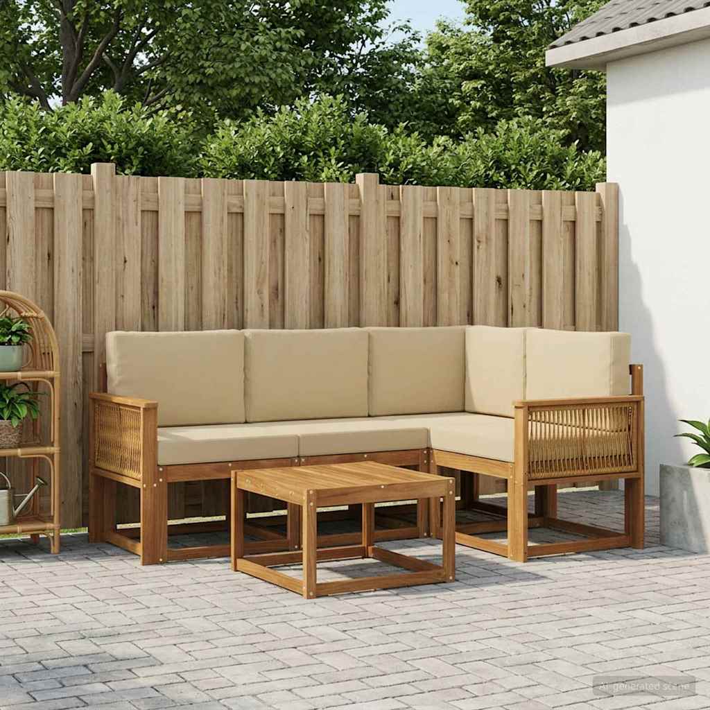 Set vanjskih sofa 5 pcs Prirodna i bež Poliester