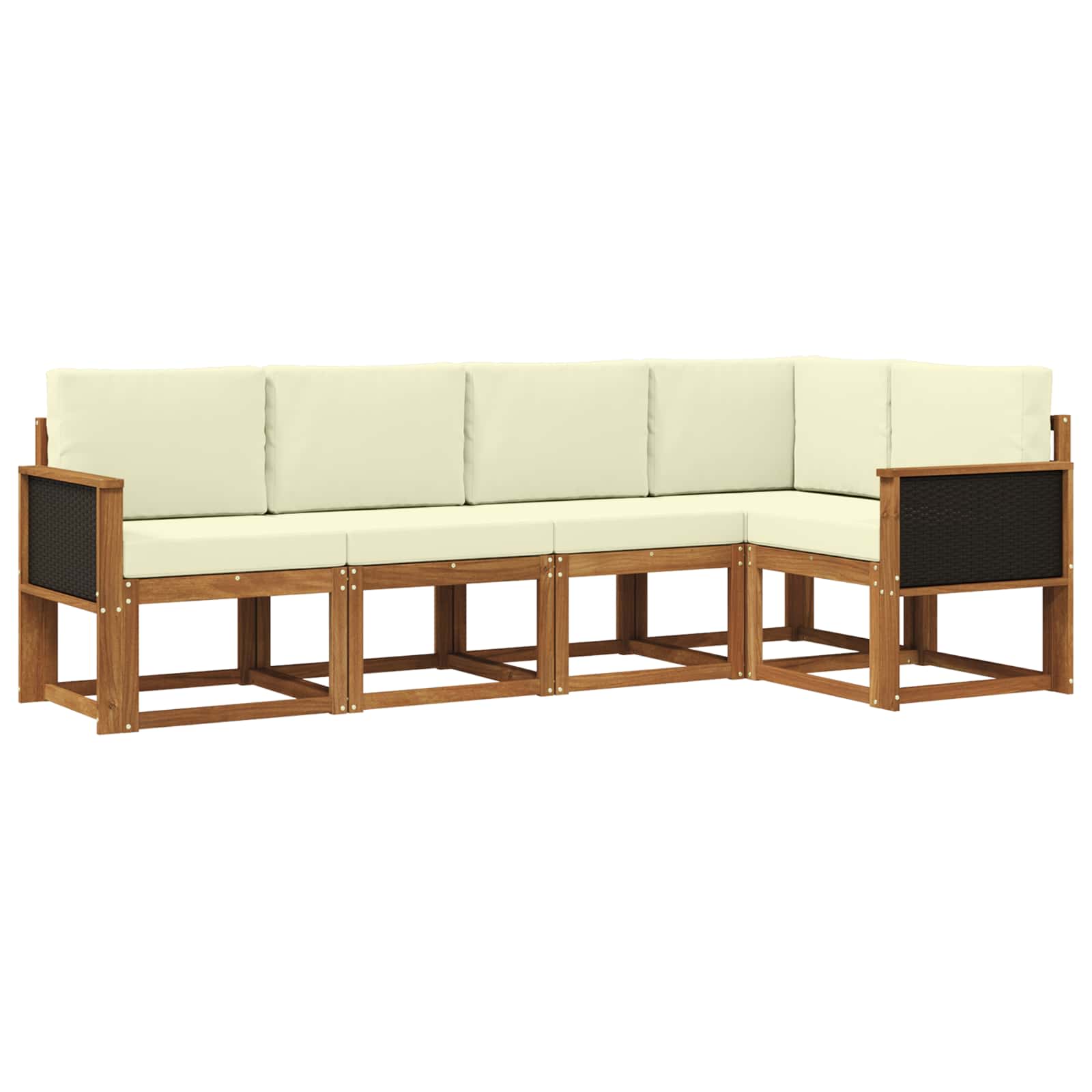 Set vanjskih sofa s jastukom 5 pcs Prirodna i krem Poliester