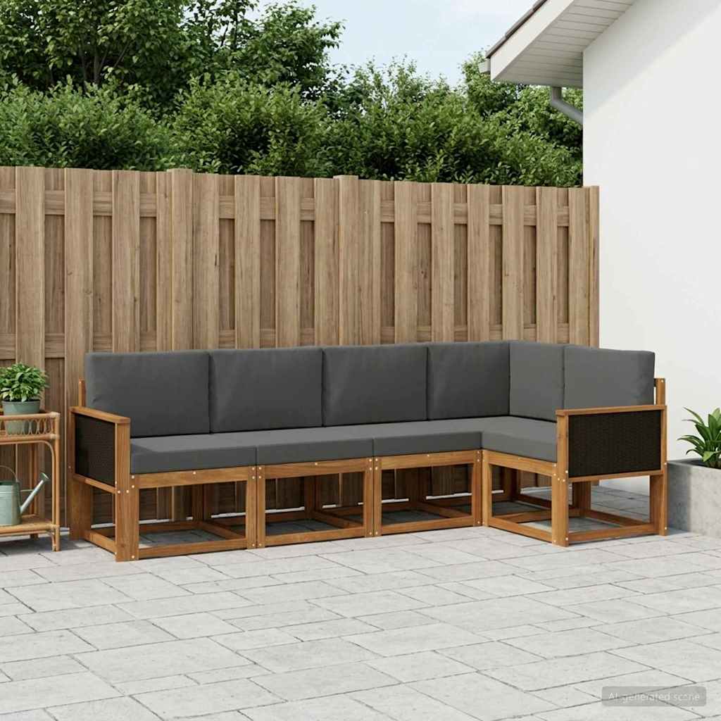 Set vanjskih sofa 5 pcs Prirodna i antracit Poliester