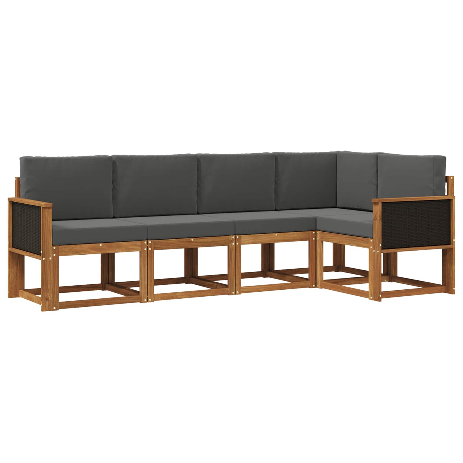 Set vanjskih sofa 5 pcs Prirodna i antracit Poliester