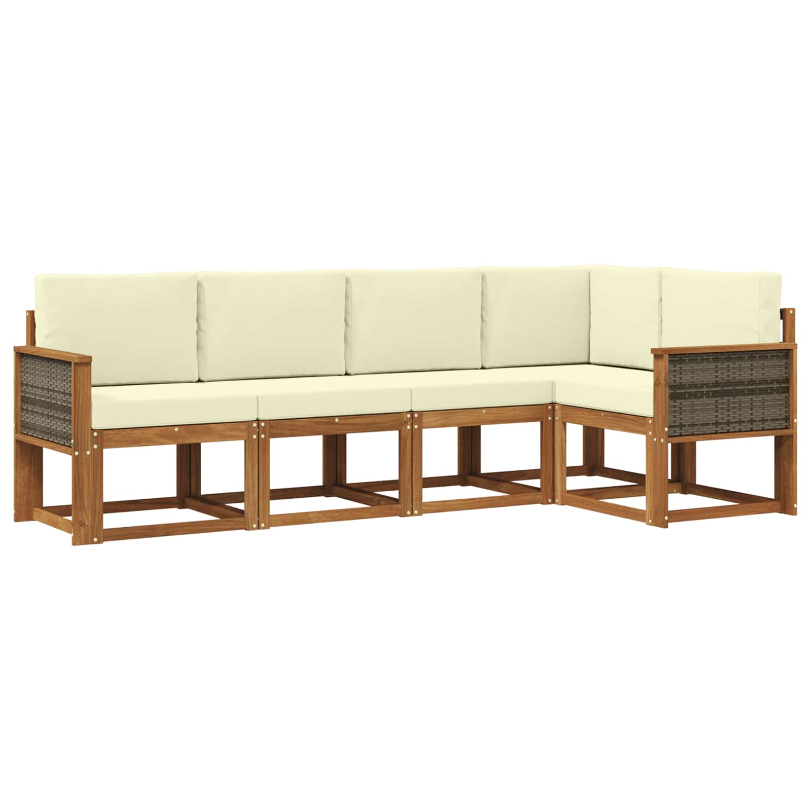 Set vanjskih sofa s jastukom 5 pcs Prirodna i krem Poliester