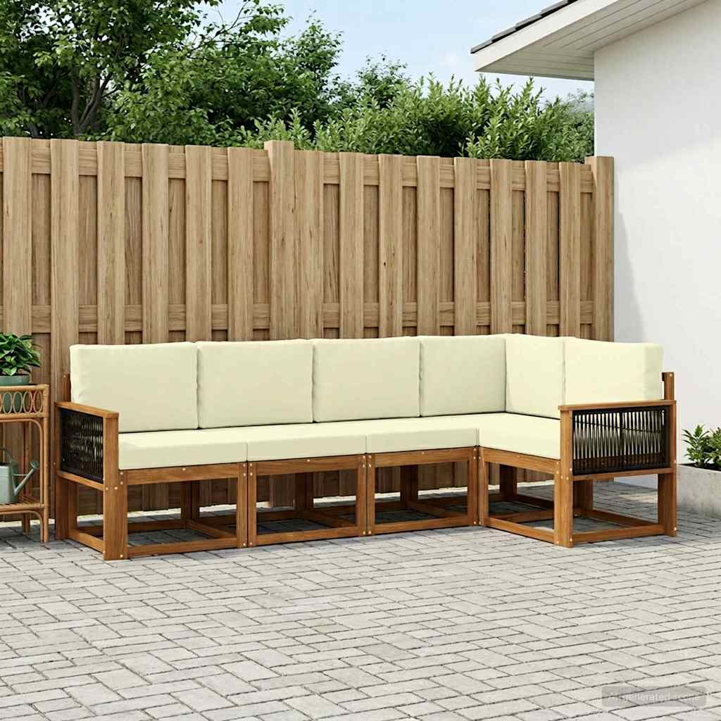 Set vanjskih sofa s jastukom 5 pcs Prirodna i krem Poliester