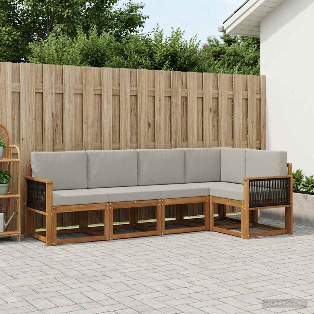 Set vanjskih sofa 5 pcs Prirodna i svjetlosiva Poliester