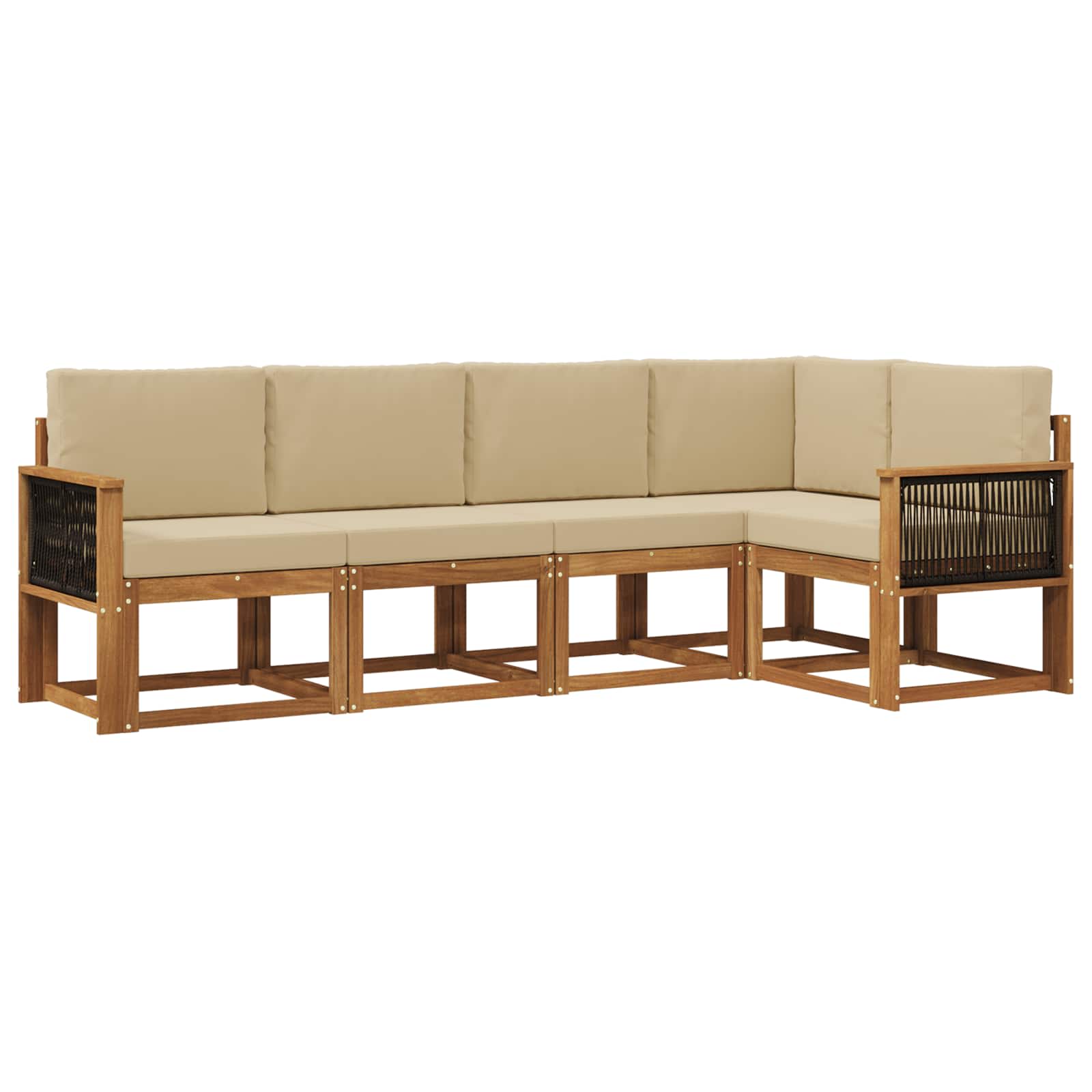 Set vanjskih sofa 5 pcs Prirodna i bež Poliester