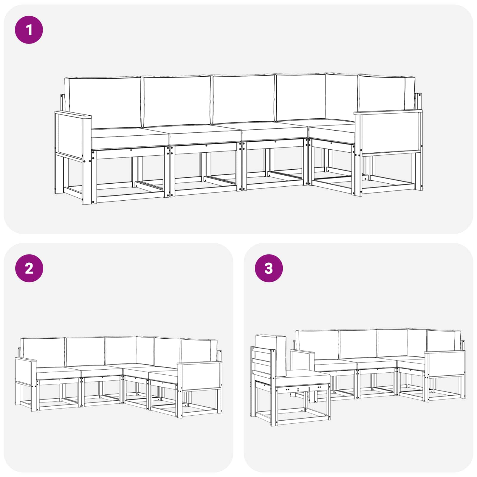 Set vanjskih sofa 5 pcs Prirodna i bež Poliester
