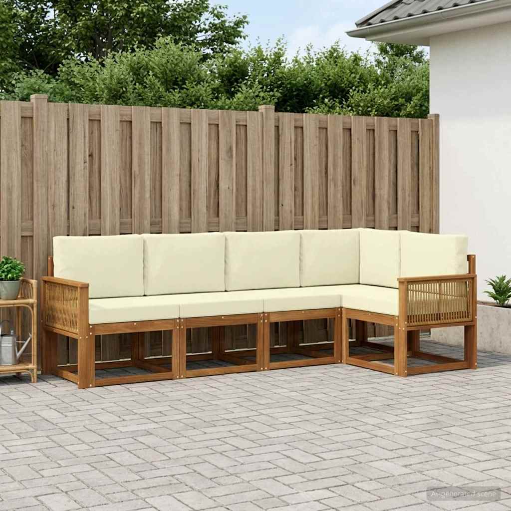 Set vanjskih sofa 5 pcs Prirodna i krem Poliester