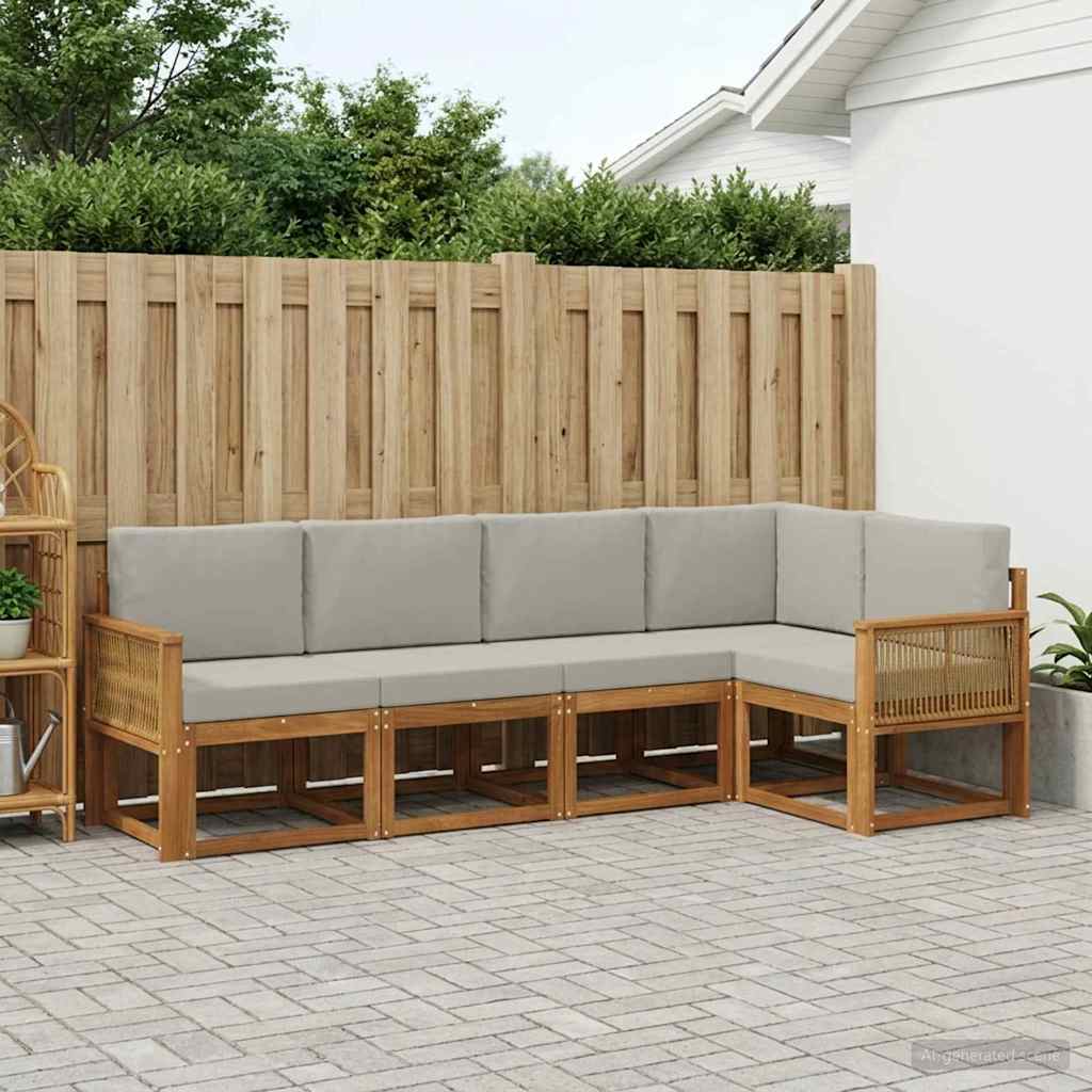 Set vanjskih sofa 5 pcs Prirodna i svjetlosiva Poliester