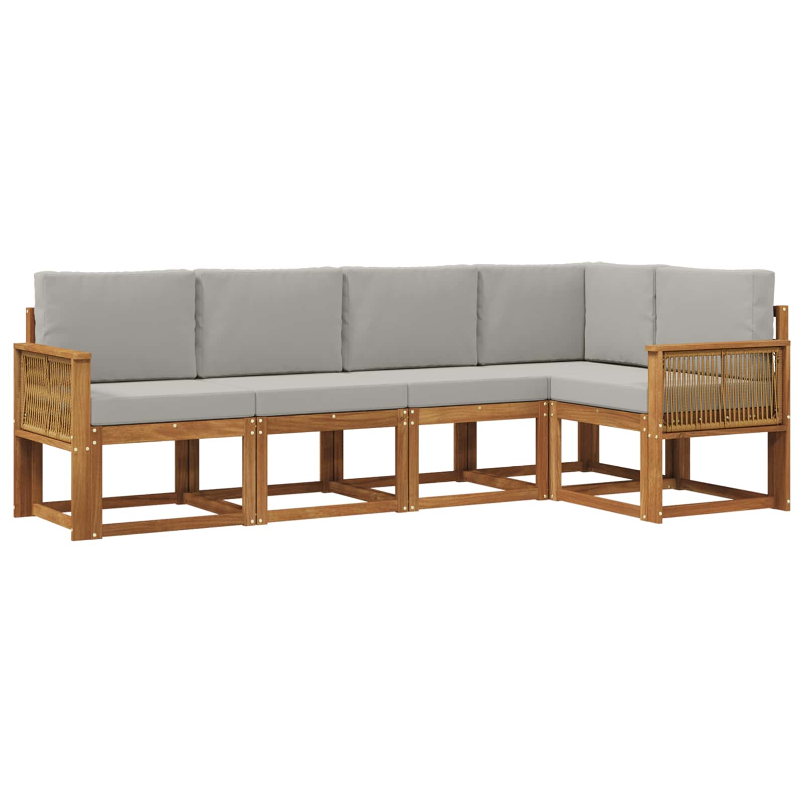 Set vanjskih sofa 5 pcs Prirodna i svjetlosiva Poliester