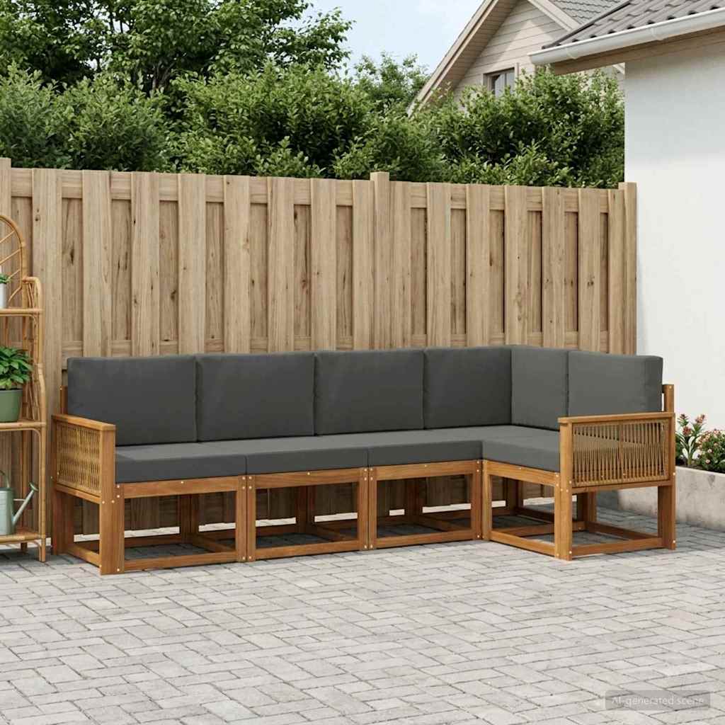 Set vanjskih sofa 5 pcs Prirodna i antracit Poliester