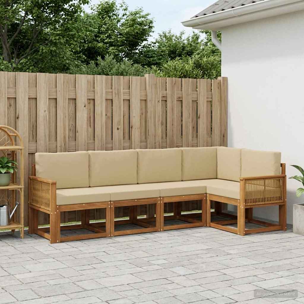 Set vanjskih sofa 5 pcs Prirodna i bež Poliester
