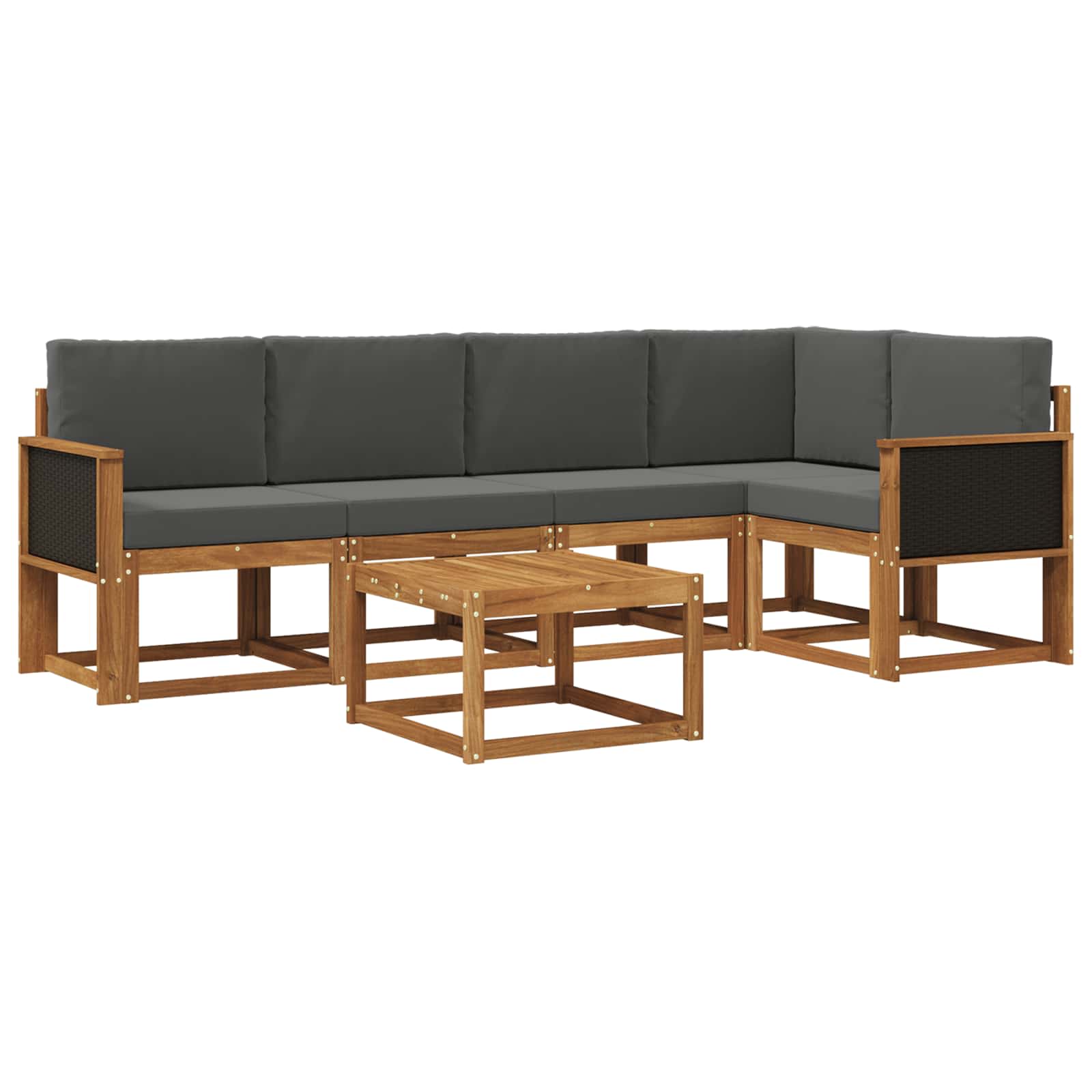 Set vanjskih sofa 6 pcs Prirodna i antracit Čvrsto drvo akacije