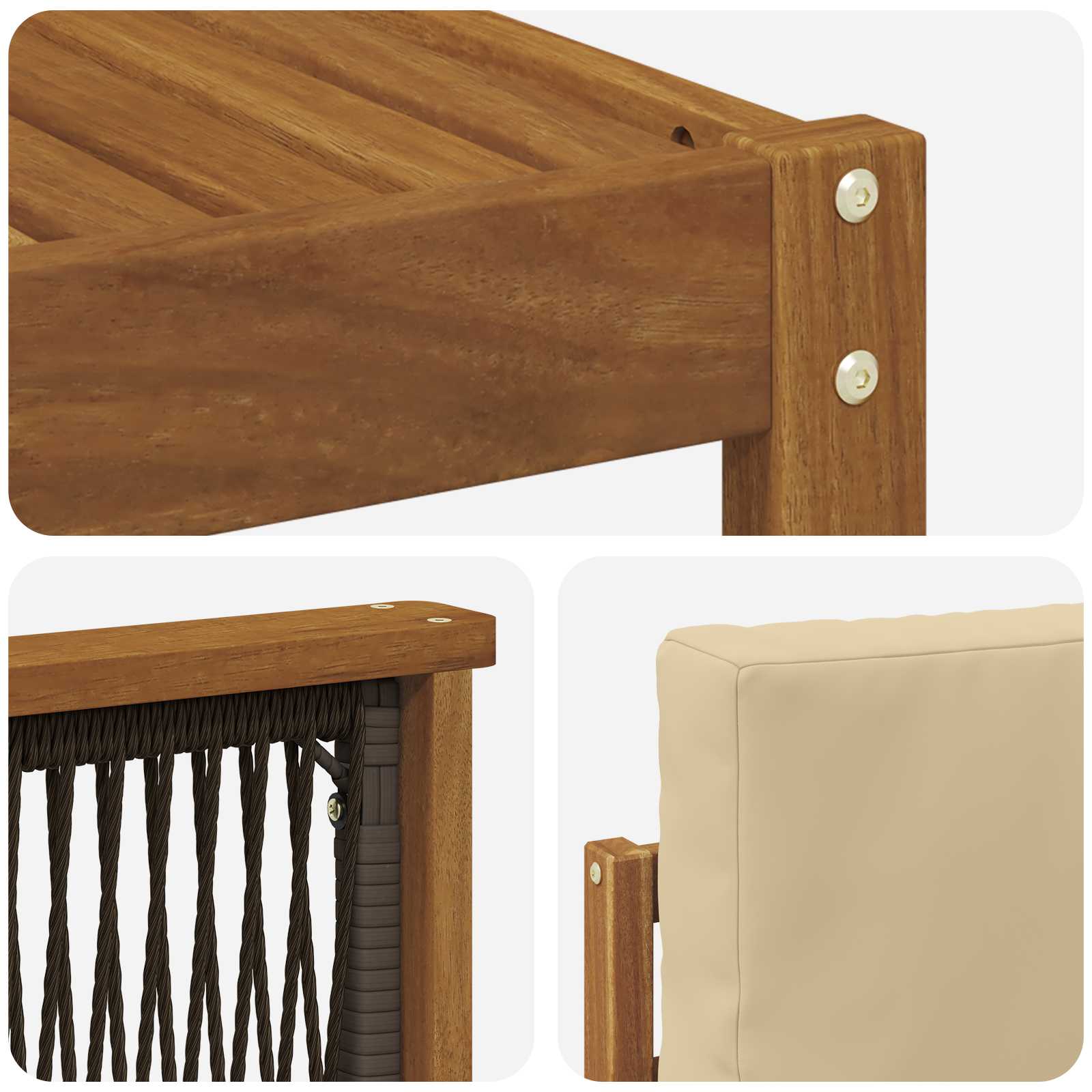 Set vanjskih sofa 6 pcs Prirodna i bež Čvrsto drvo akacije