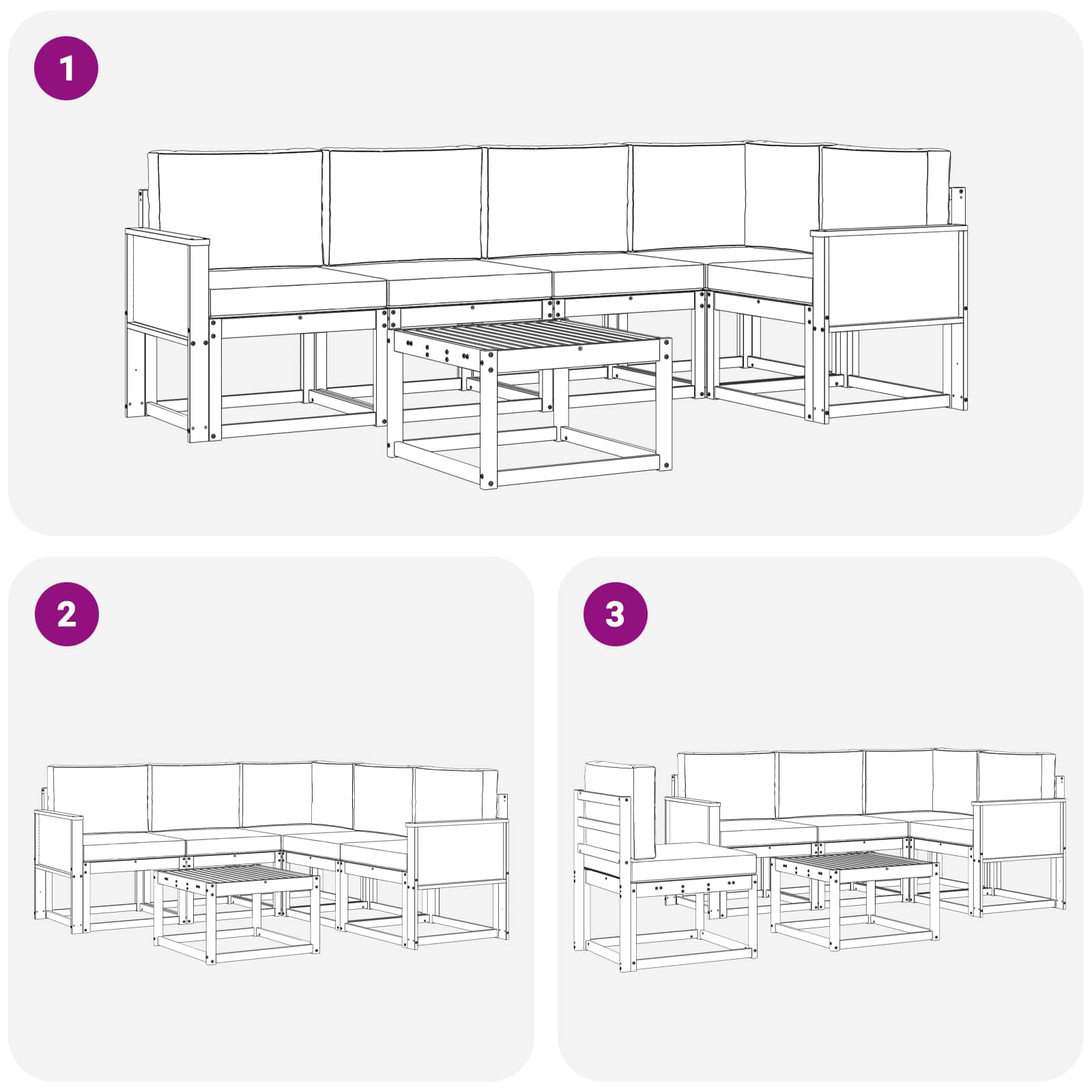 Set vanjskih sofa 6 pcs Prirodna i krem Čvrsto drvo akacije