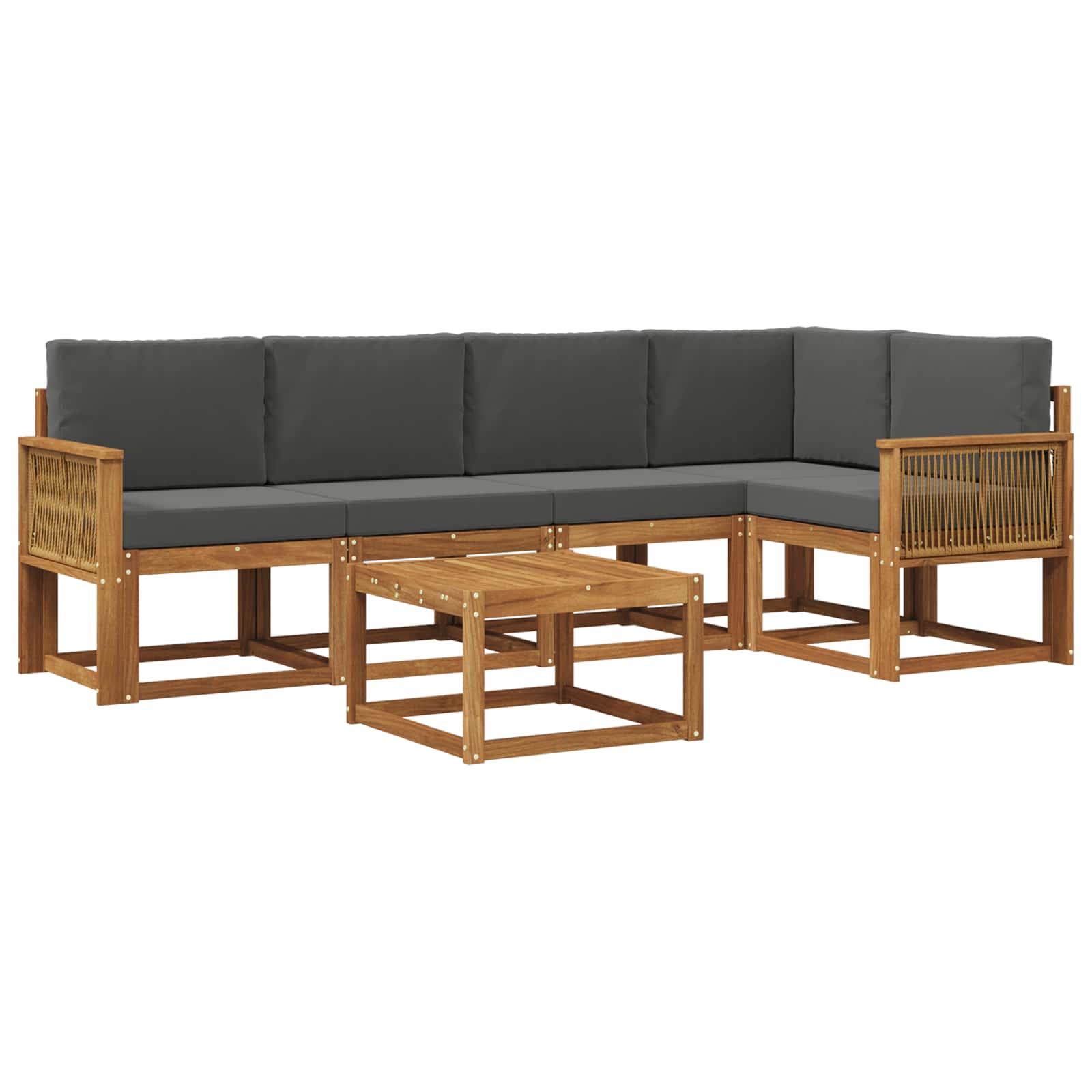 Set vanjskih sofa 6 pcs Prirodna i antracit Čvrsto drvo akacije