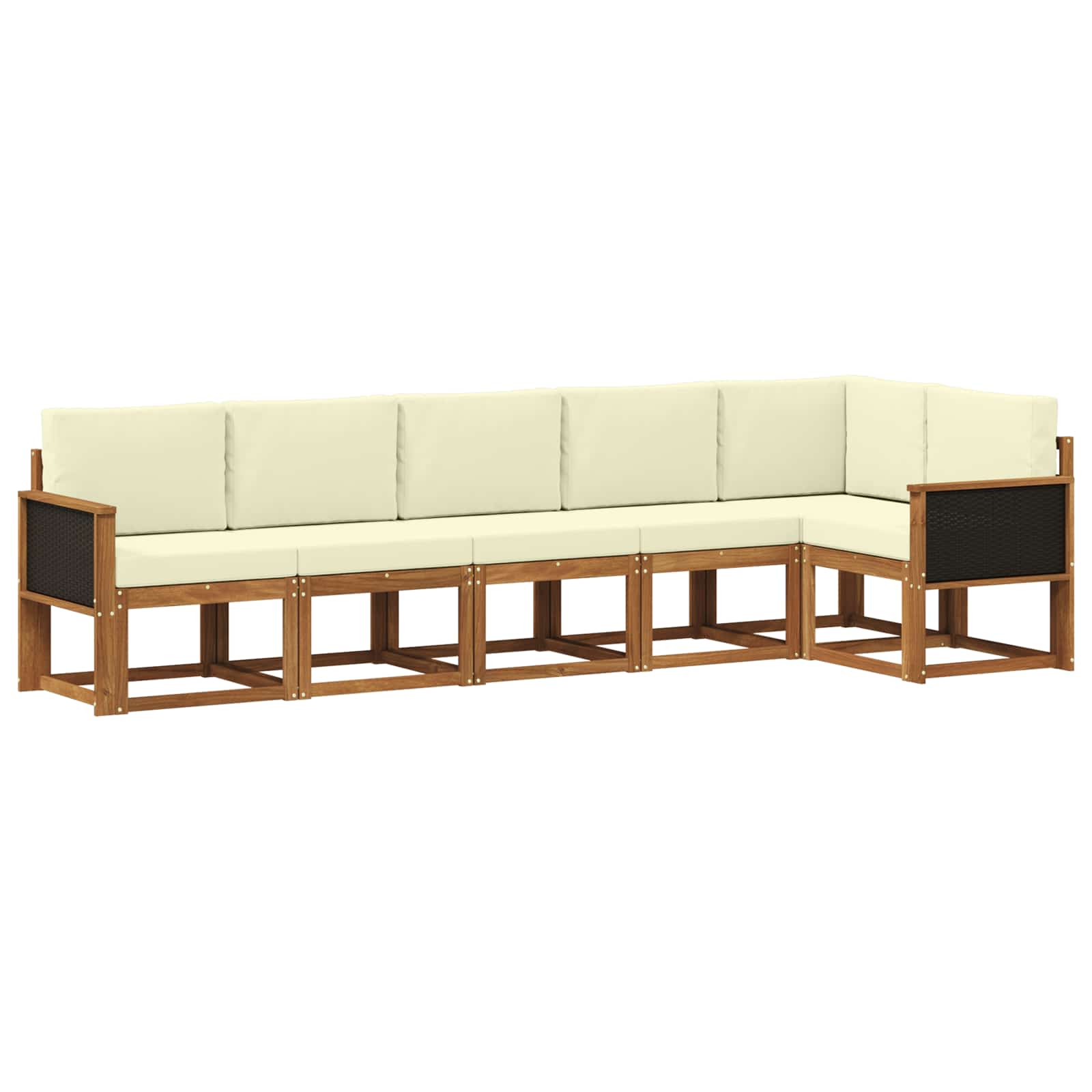 Set vanjskih sofa s jastukom 6 pcs Prirodna i krem Poliester