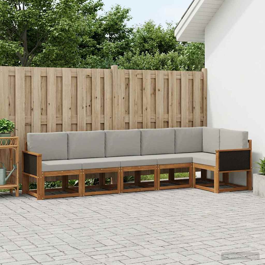 Set vanjskih sofa 6 pcs Prirodna i svjetlosiva Poliester