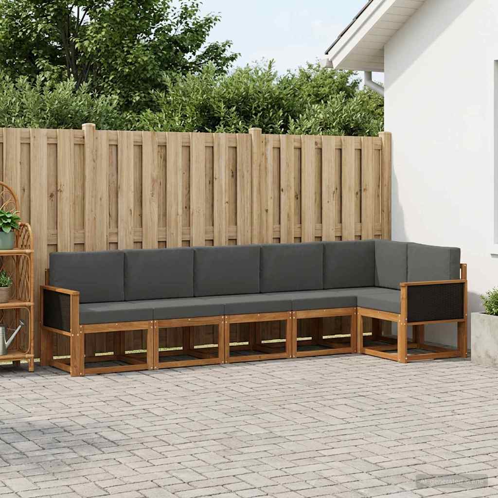 Set vanjskih sofa 6 pcs Prirodna i antracit Poliester