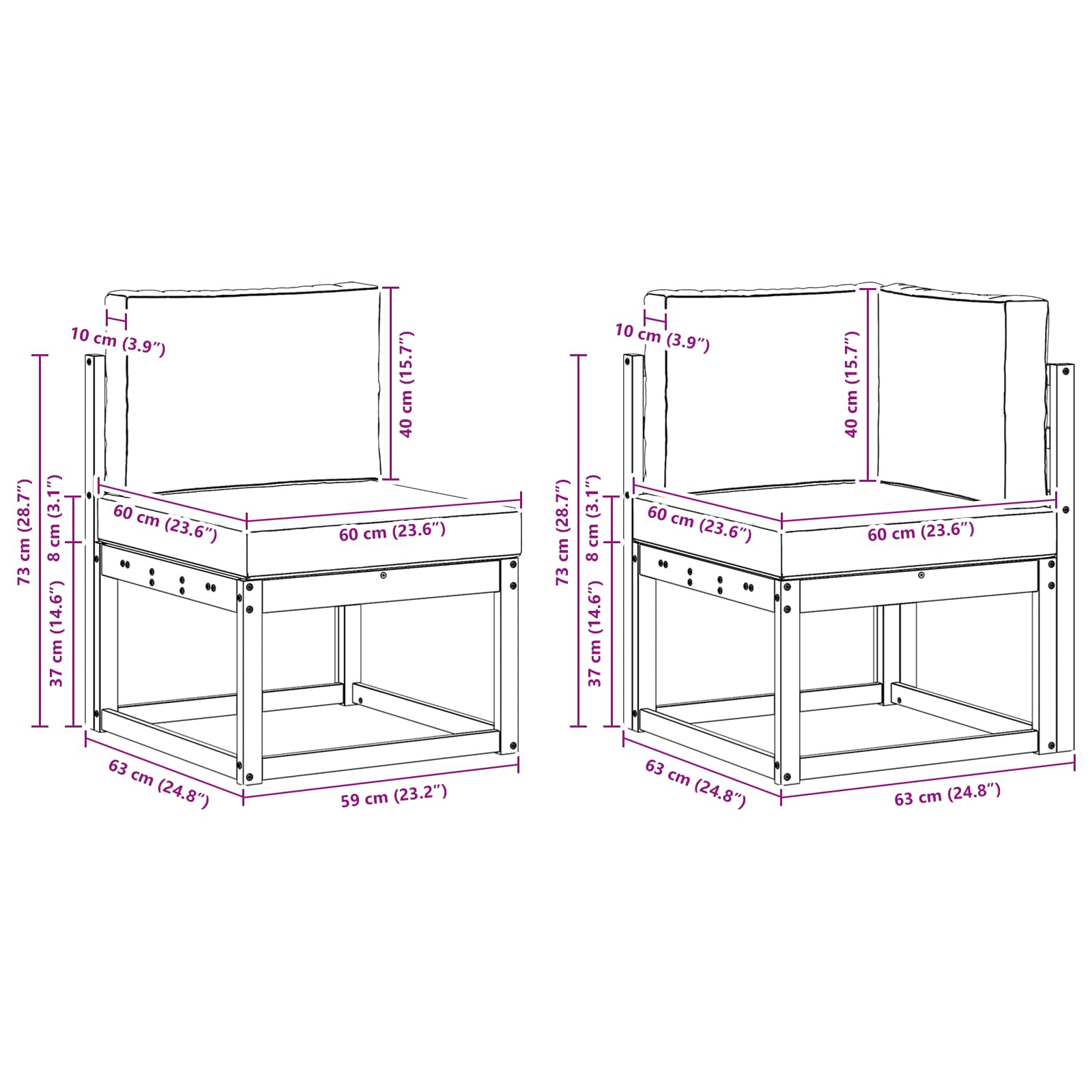 Set vanjskih sofa 6 pcs Prirodna i antracit Poliester