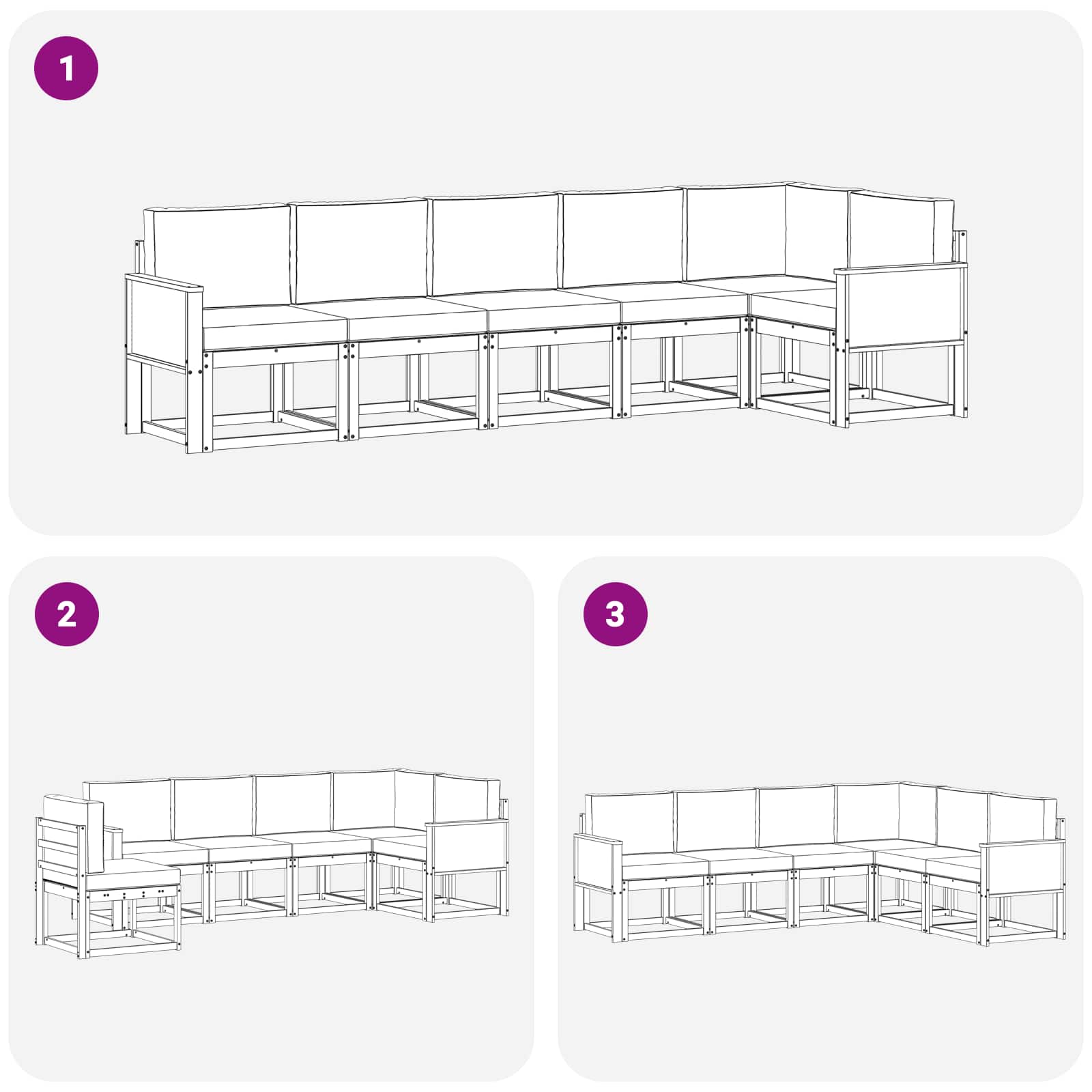 Set vanjskih sofa 6 pcs Prirodna i antracit Poliester