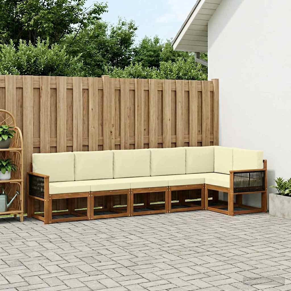 Set vanjskih sofa 6 kom. Prirodna i krem Poliester
