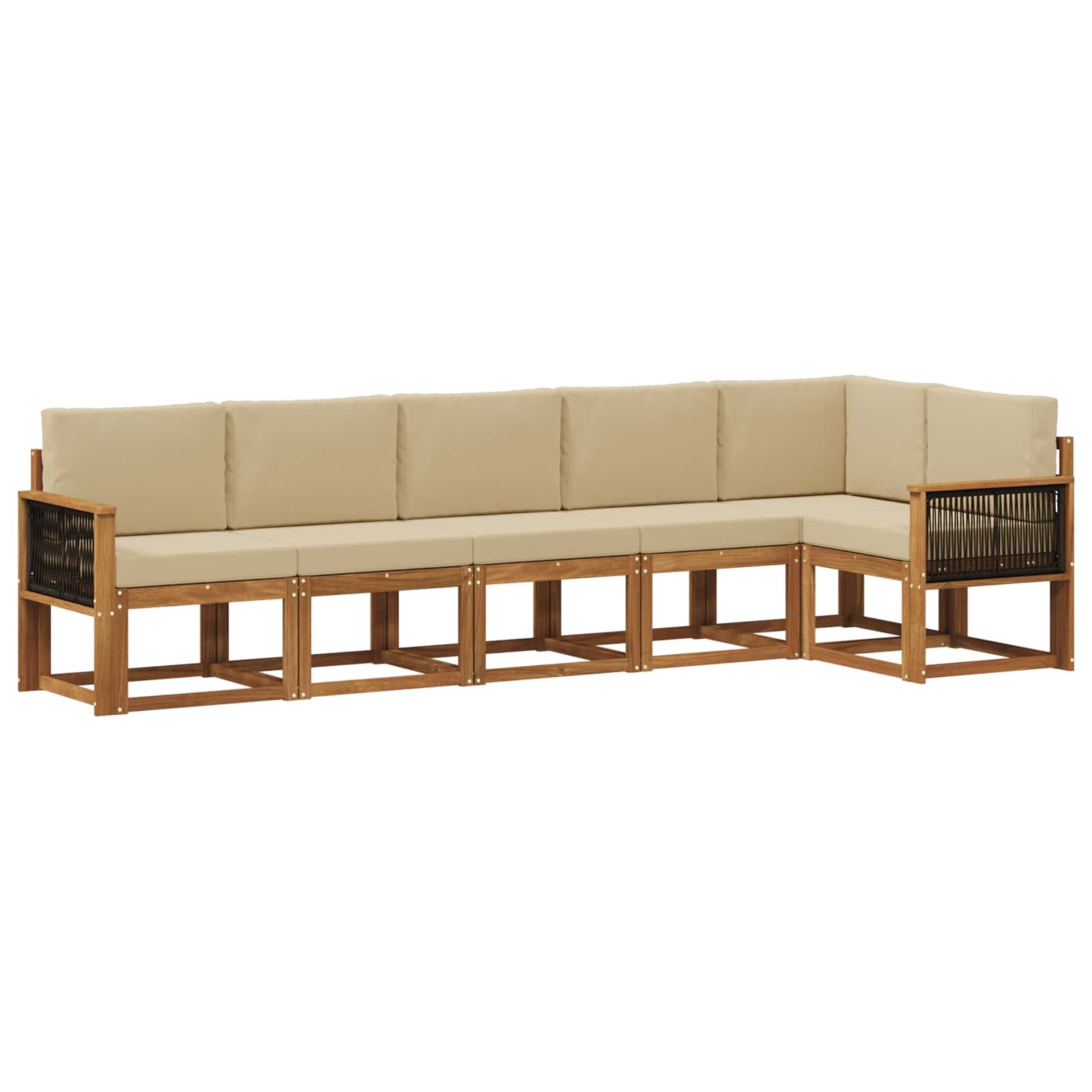 Set vanjskih sofa s jastukom 6 pcs Prirodna i bež Poliester