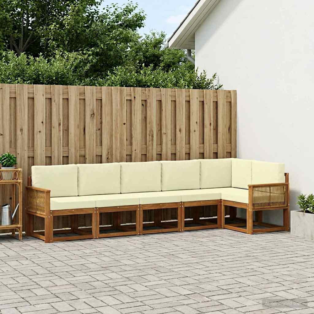 Set vanjskih sofa 6 kom. Prirodna i krem Poliester