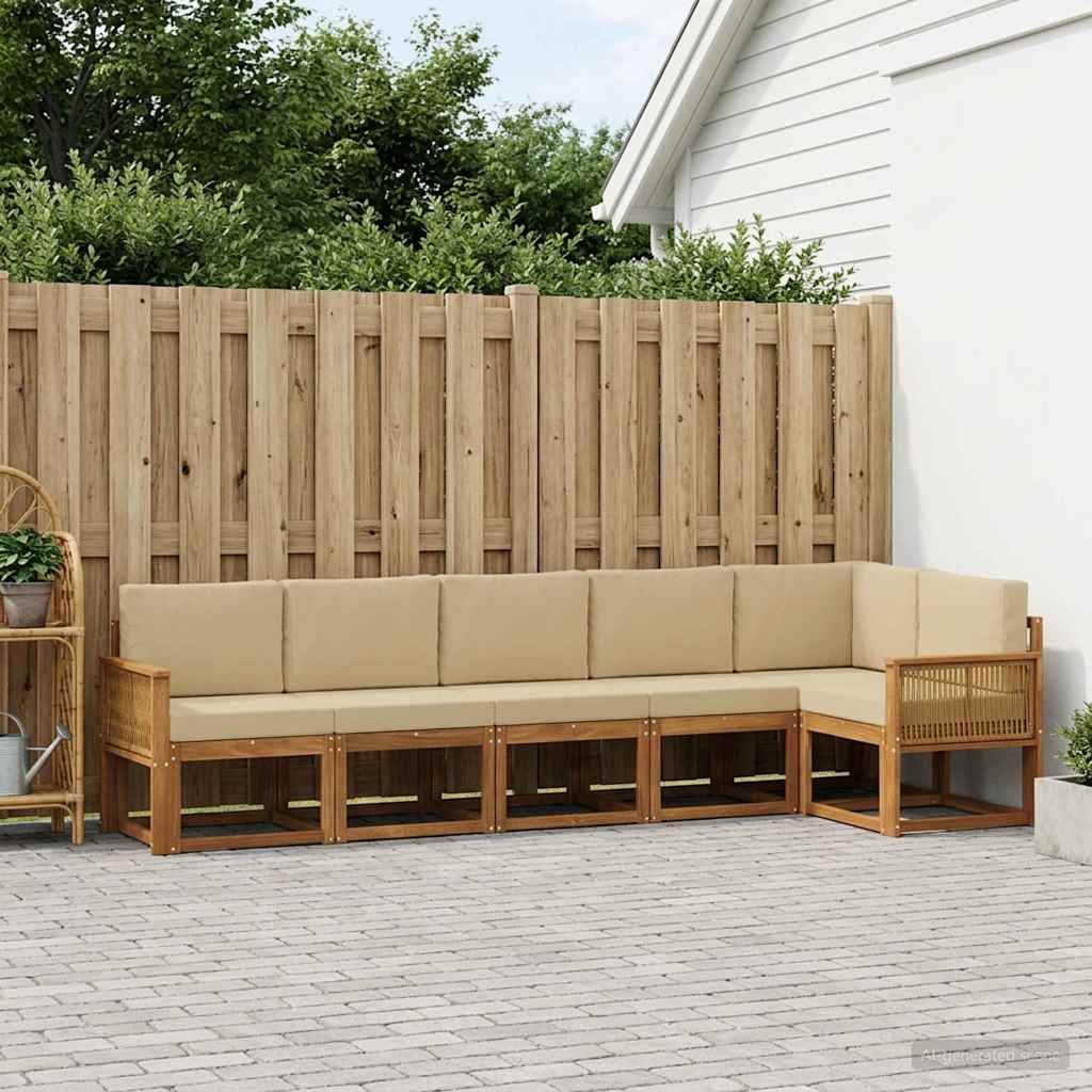 Set vanjskih sofa 6 kom. Prirodna i bež Poliester